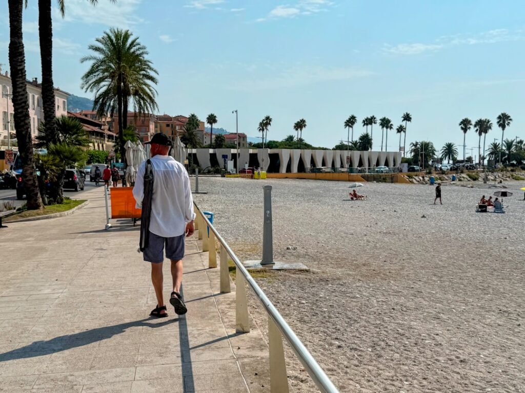 Monterosso beach promenade stroller